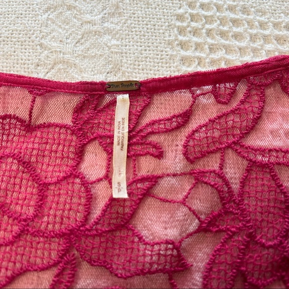 Free People With Love From India Dress Bell Sleeve Crochet Lace Mini Boho Dream - Picture 5 of 12